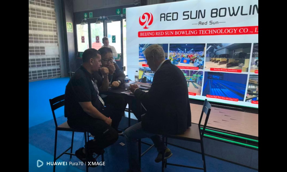 Red Sun Bowling booth at Spain amusement exhibition, Beijing Red Sun Bowling Technology